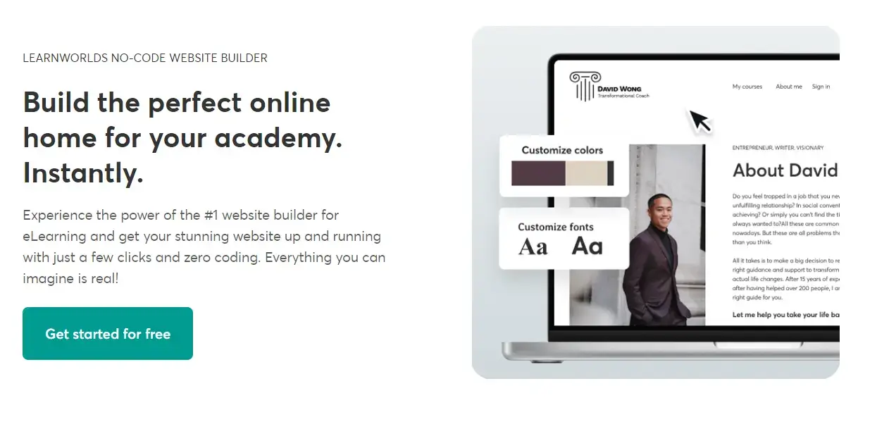 LearnWorlds no-code site builder